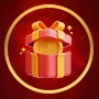Red and gold circular icon with gift box symbol representing rewards and bonuses